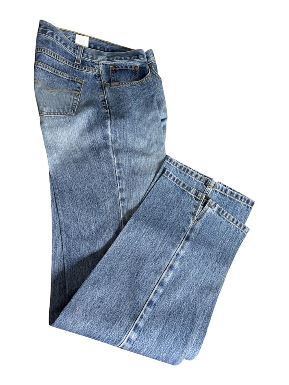 Y2K VTG CRUEL GIRL Relaxed Bootcut Womens Sz 7 Long Jeans Kick Slits